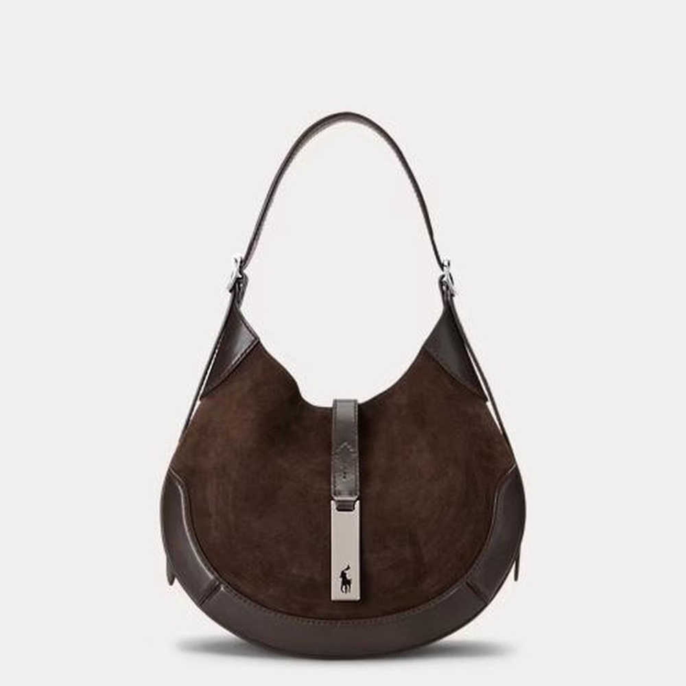 Ralph Lauren Polo ID Suede-Leather Small Shoulder Bag